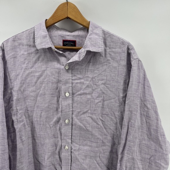 Untickit L/S 100% Linen Shirt Men's Large Purple Button Front Vacation Beachy - Picture 4 of 8